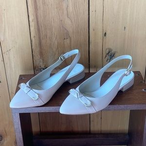 Cole Haan Menlo Knotted Leather Flat Slingback Sandals Beige